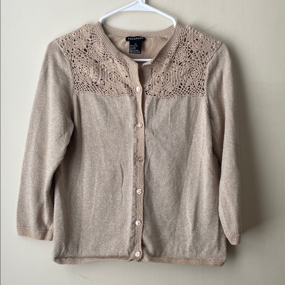 Escapade Glittter Button Up Cardigan‎ Sweater Size Medium